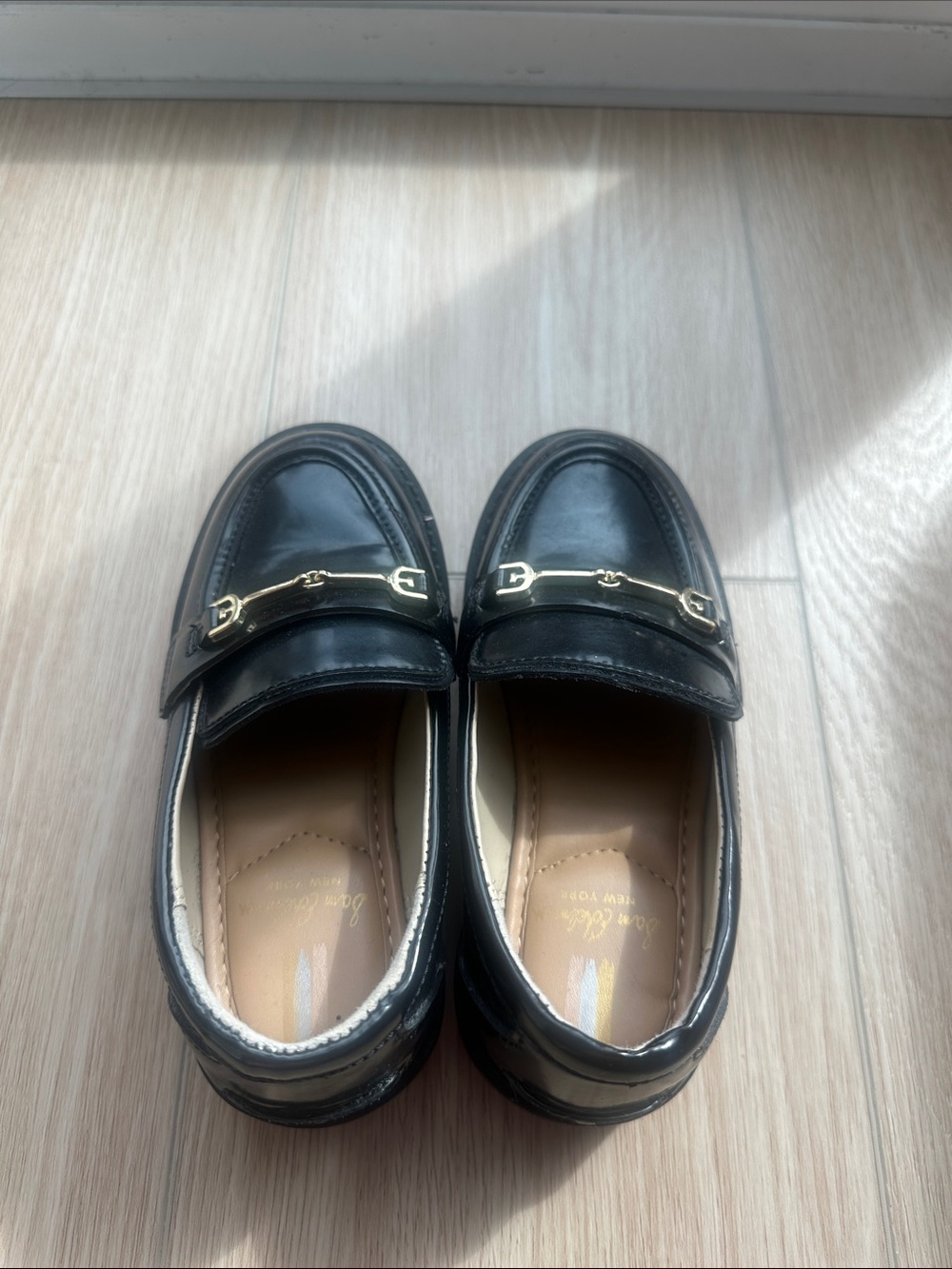 Sam Edelman Black Kids Loafers with Gold Bit